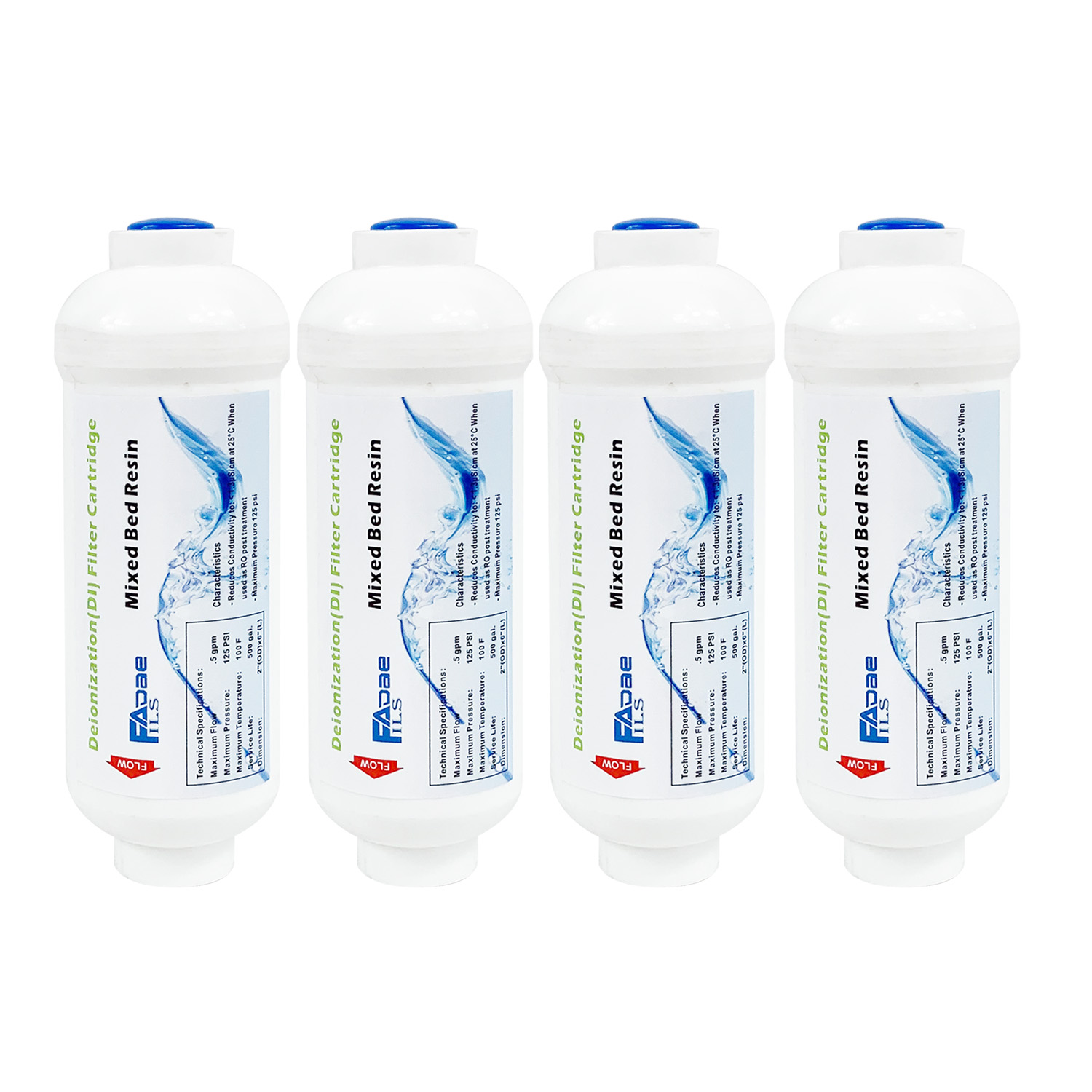 Xlab Medical - 4パック インラインDI混合床樹脂フィルターカートリッジ、外径2インチ x 長さ6インチ、レーザー、水槽、医療、研究室、ROなどに