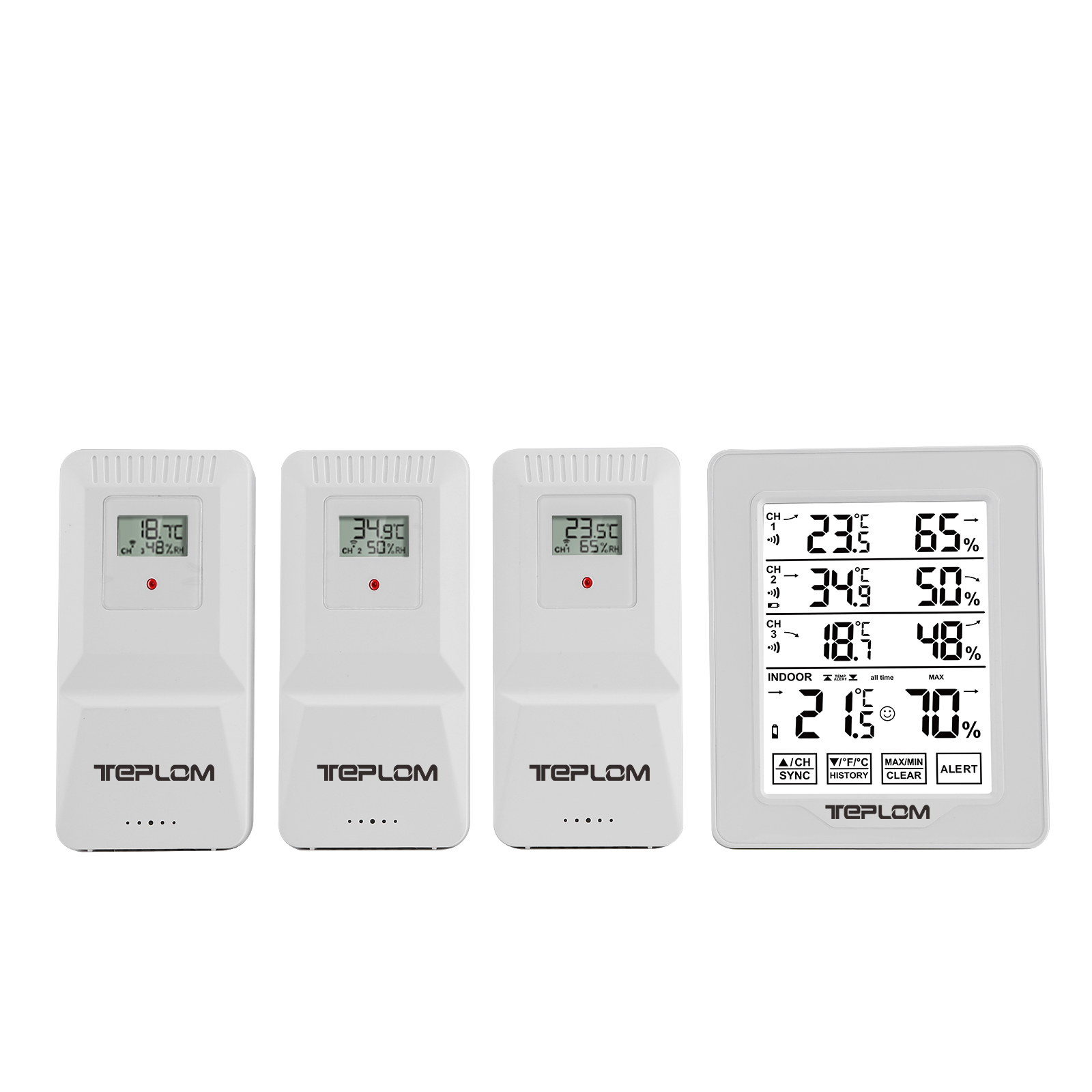 Thermometer Digital - 3-in-1 ワイヤレス屋内屋外デジタル温度計湿度計大画面温度アラーム監視レコーダー
