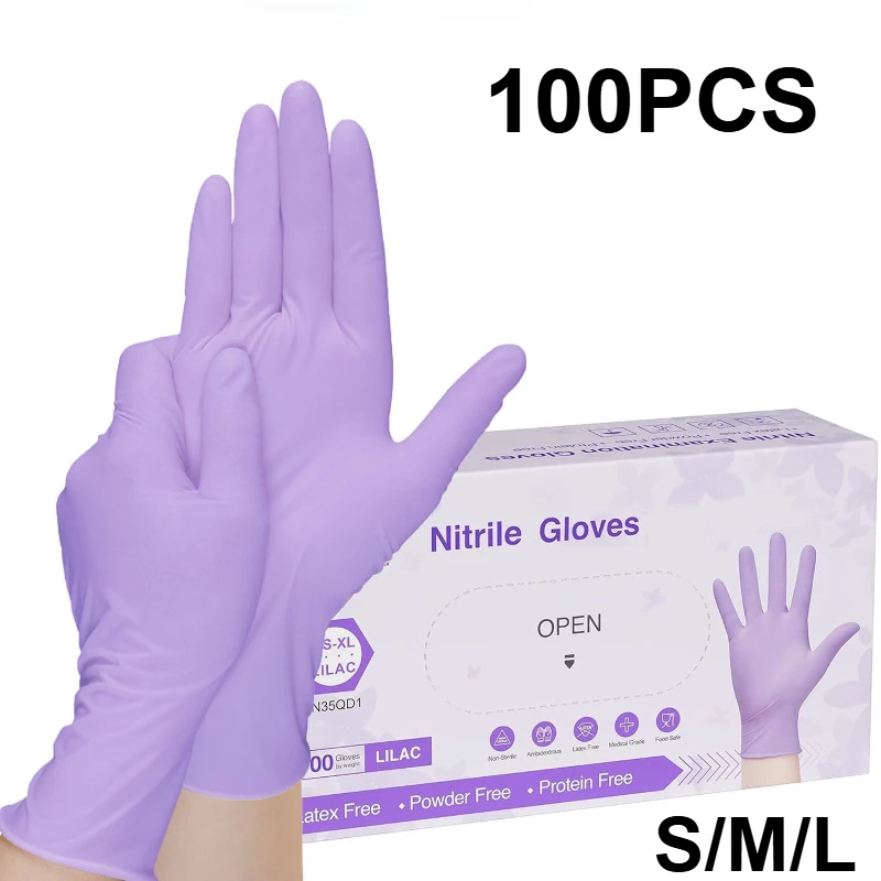 10-100 個使い捨て紫色ニトリル手袋ラテックスフリー防水 - Medical Gloves のレビューと価格