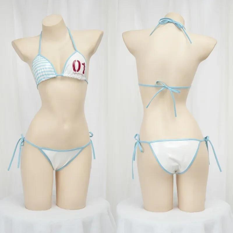 日本の可愛い女の子アニメコスプレ衣装レザービキニ背中開き包帯 - Bandage のレビューと価格