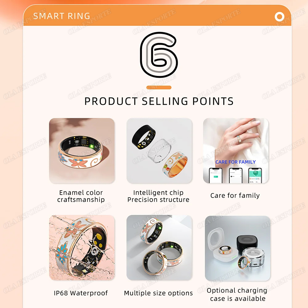 新しいエナメル職人技スマートリング女性用睡眠モニター血中酸素 - Blood Pressure Monitor のレビューと価格