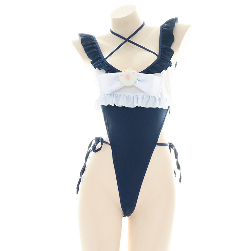 かわいいフリルエッジワンピース水着女性ハイスプリットボディス - Bandage のレビューと価格
