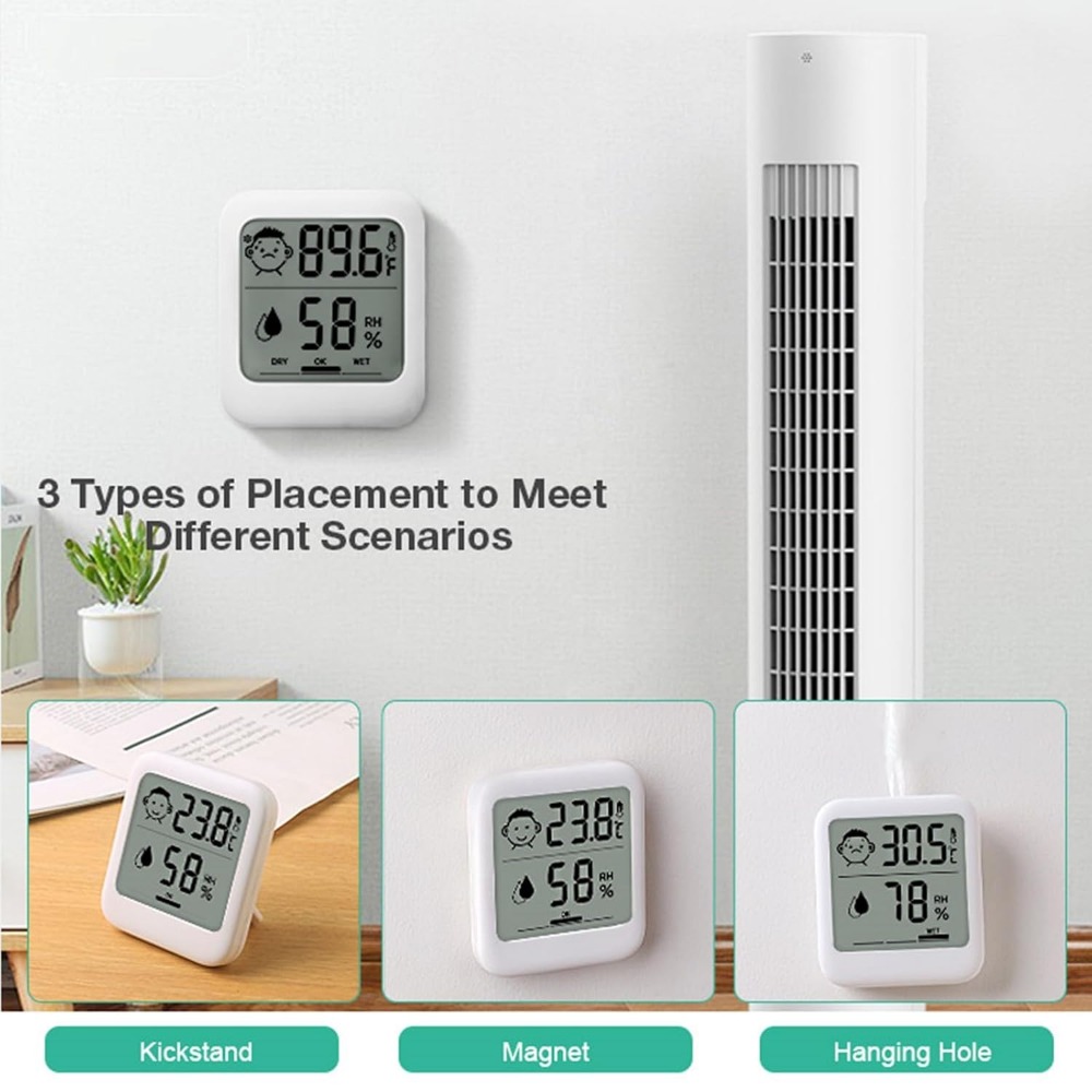 デジタル温度計＆湿度計2個セット、快適なフェイスディスプレイ - Thermometer Digital のレビューと価格