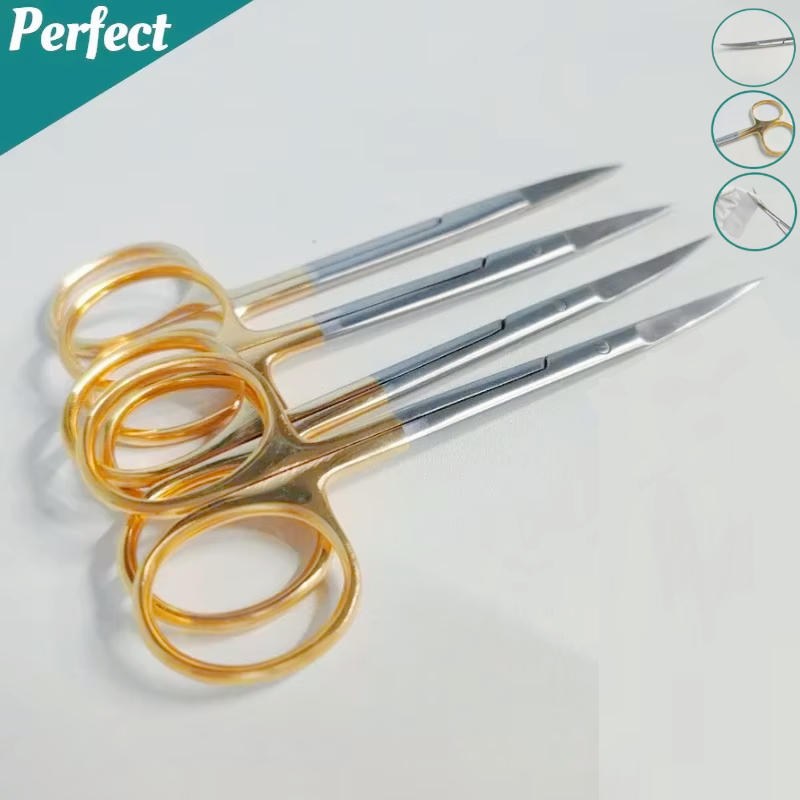 ステンレス鋼の歯科用外科用はさみ、直線または湾曲した先端、金 - Medical Scissors のレビューと価格