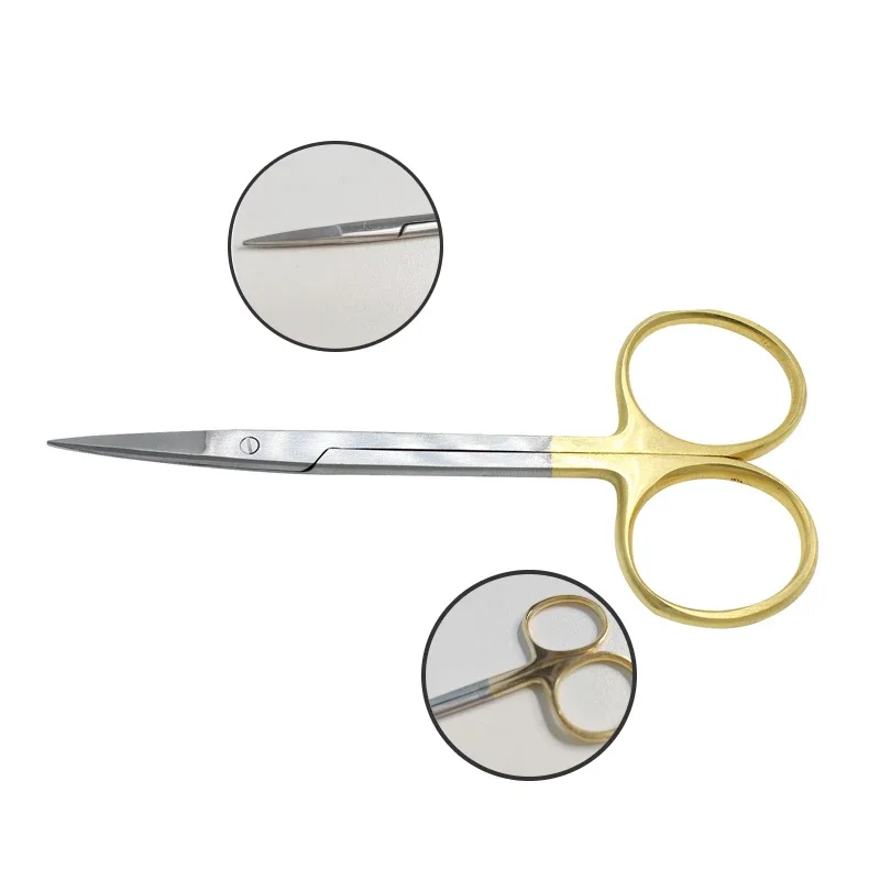 ステンレス鋼の歯科用外科用はさみ、直線または湾曲した先端、金 - Medical Scissors のレビューと価格